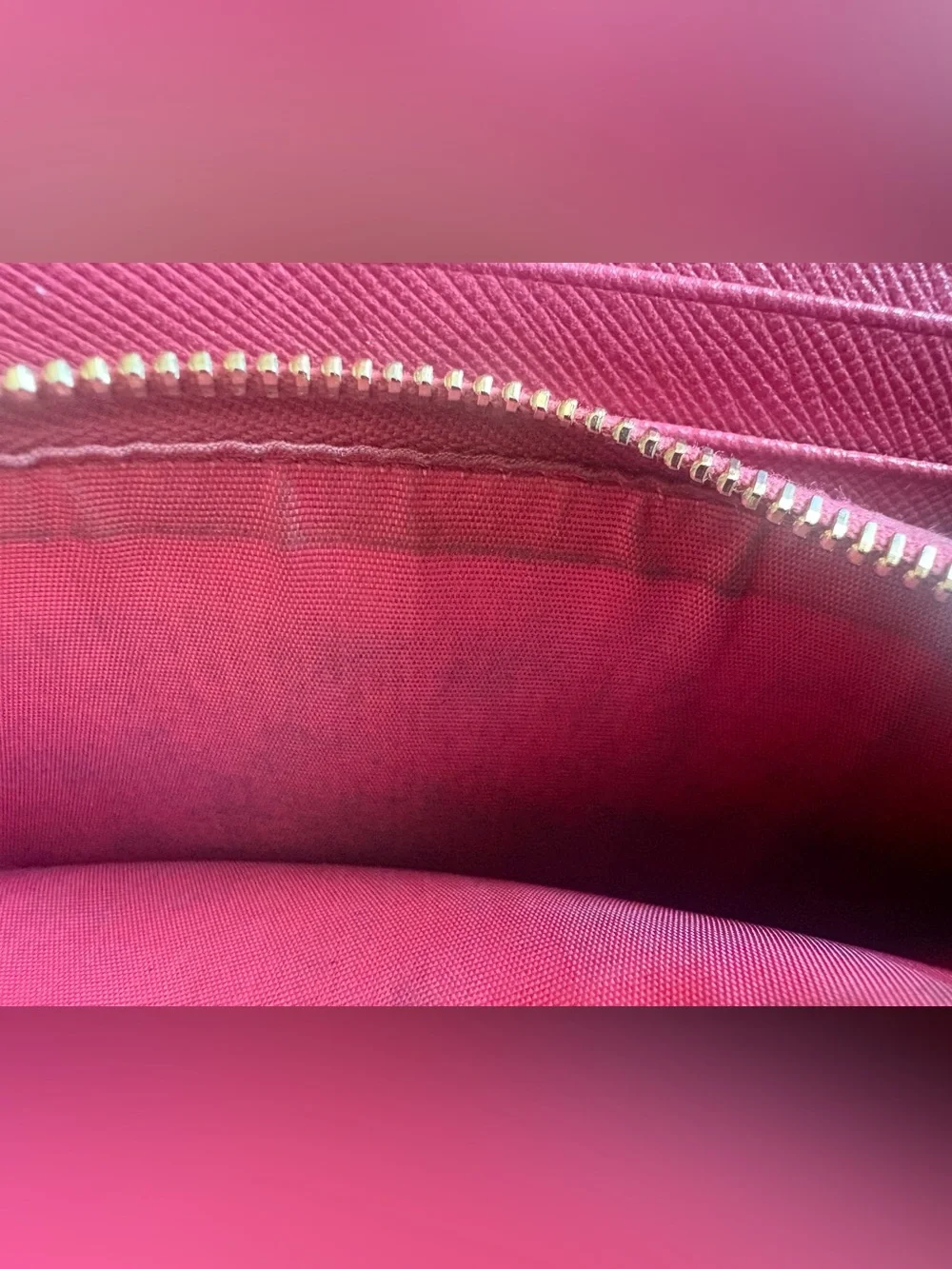 Prada Pink Saffiano Continental Wallet with Gold Logo